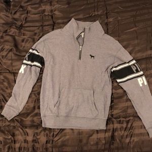 Gray PINK Victoria Secret Quarter Zip Sweatshirt